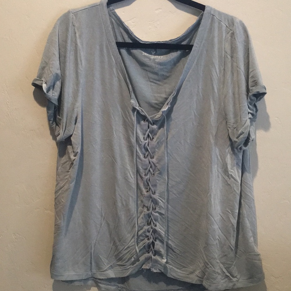 NWOT American Eagle Lace Up Tee